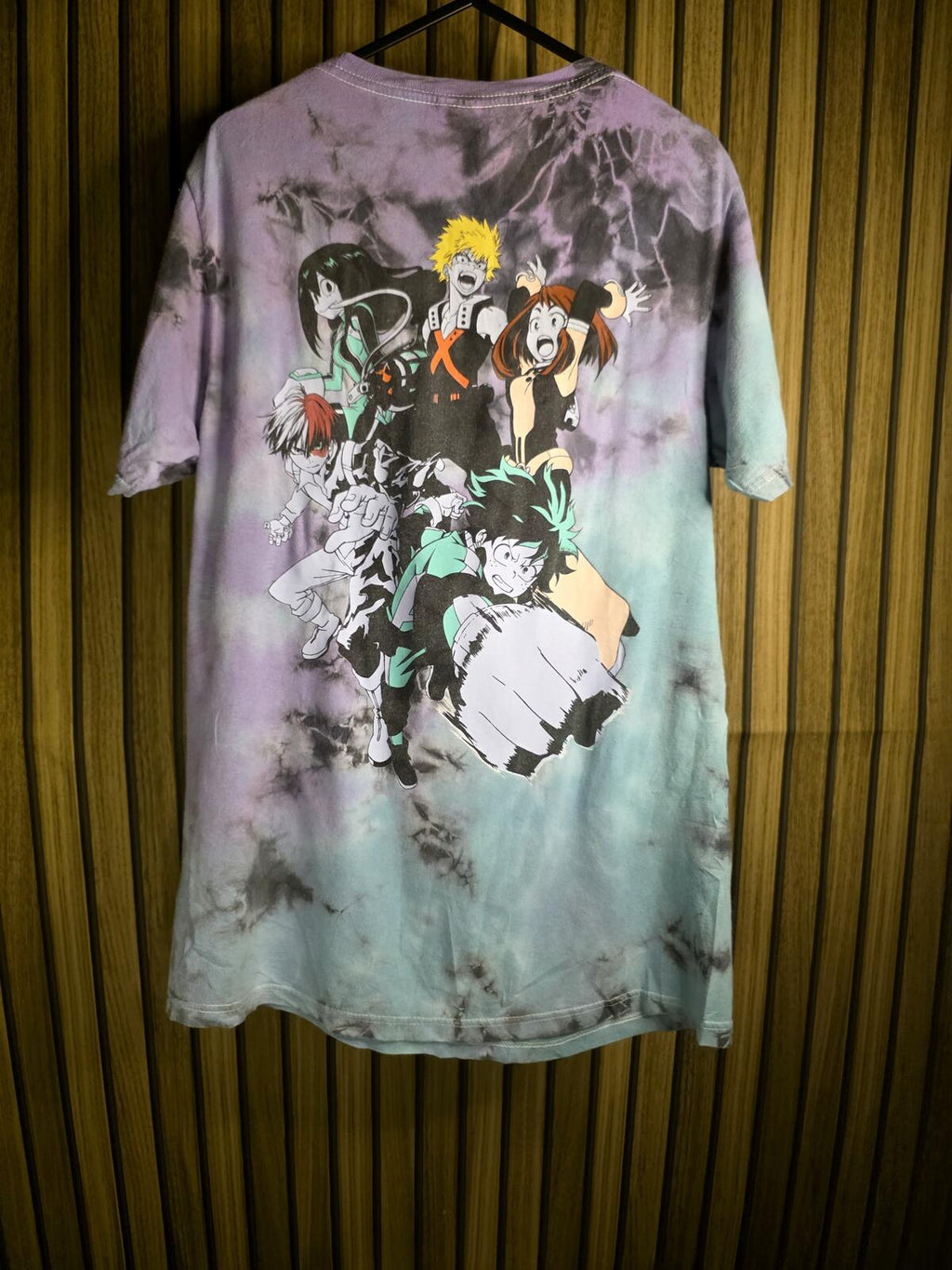 My Hero Academia Graphic Tie-Dye T-Shirt Purple Blue Large