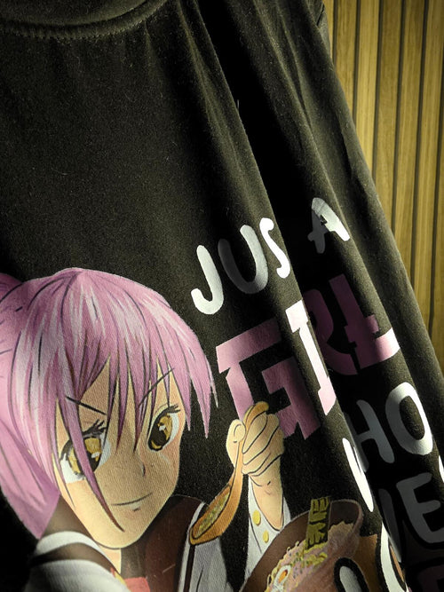 Anime Graphic T-shirt Black XL Just a Girl Who Loves Anime Ramen and Sketching