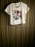 Graphic Crop T-Shirt Made You Look Cream Size XS
