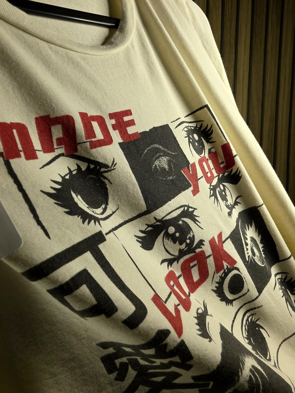 Graphic Crop T-Shirt Made You Look Cream Size XS