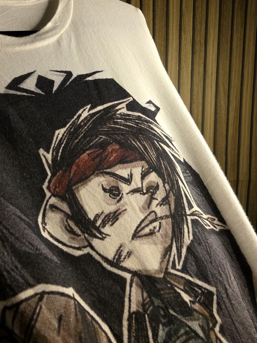 Bella+Canvas White Graphic T-Shirt with Cartoon Character Print Size Large
