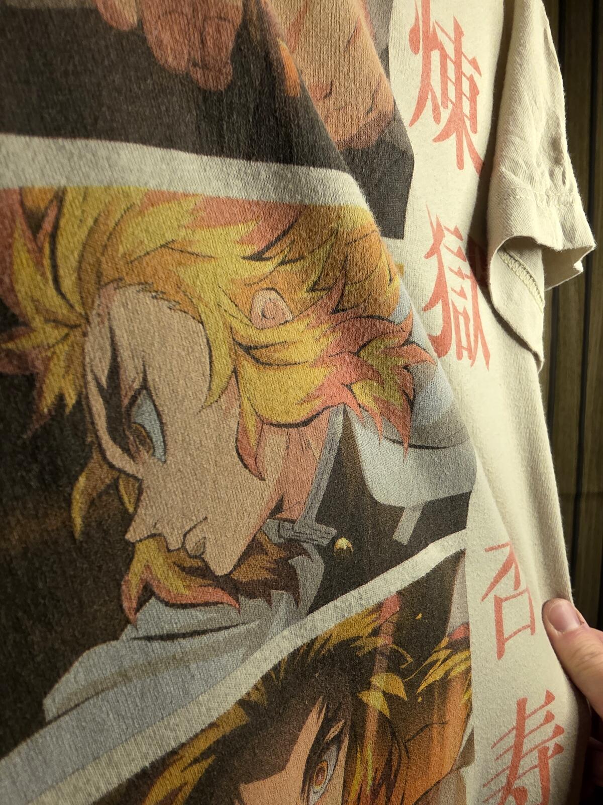 Demon Slayer Tanjiro Kamado Graphic T-Shirt Beige Size S