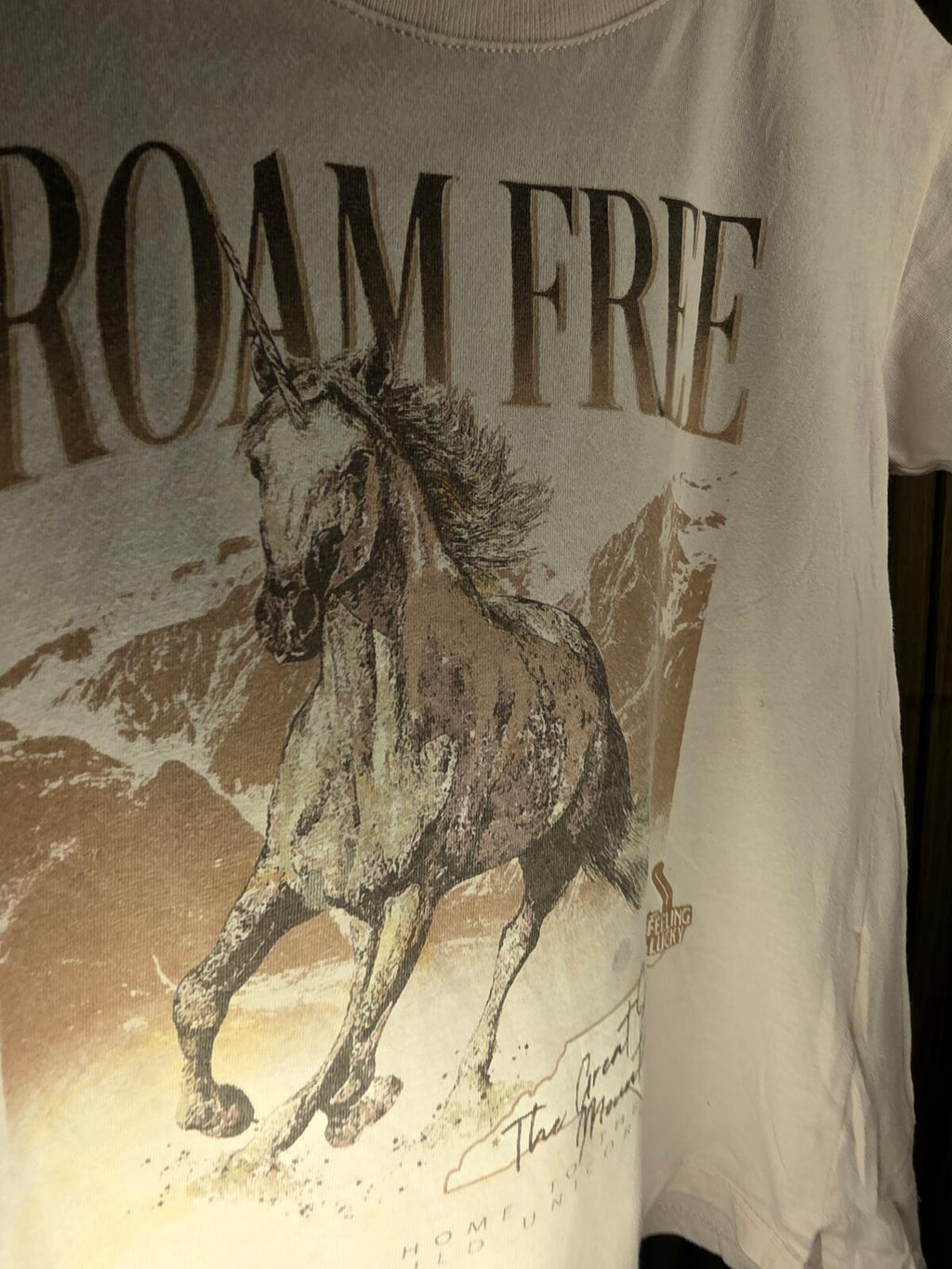 Roam Free Unicorn Graphic T-Shirt Cream 7 Years
