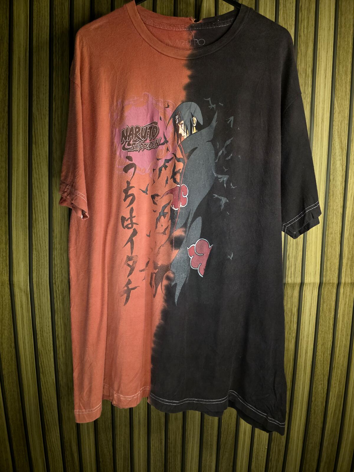 Naruto Shippuden Itachi T-Shirt Black and Rust Red XL