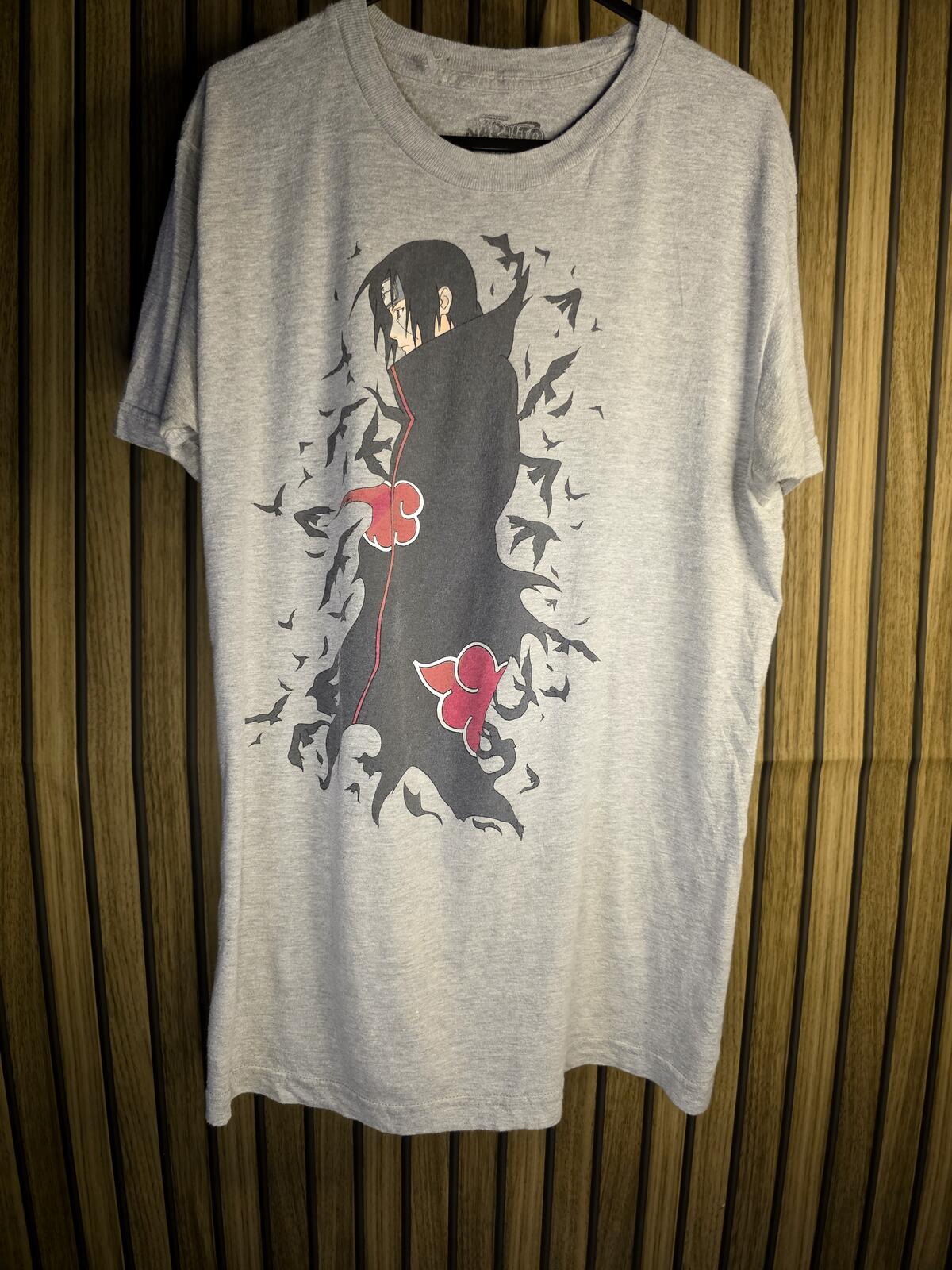 Naruto Shippuden Akatsuki Itachi Graphic T-Shirt Grey Medium