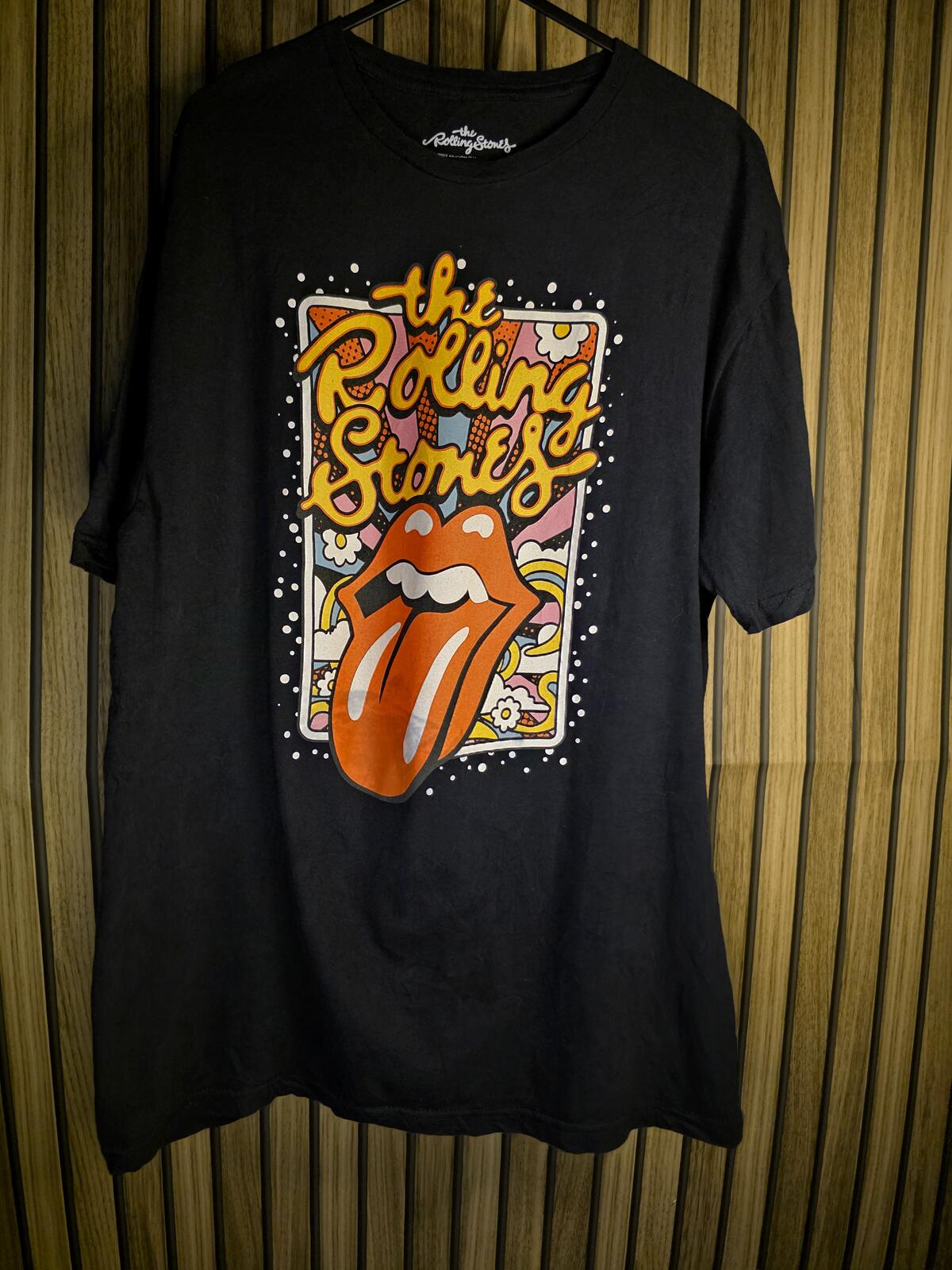 The Rolling Stones Graphic T-Shirt Black Orange Size Regular Large