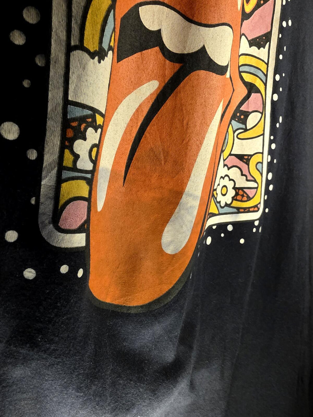The Rolling Stones Graphic T-Shirt Black Orange Size Regular Large