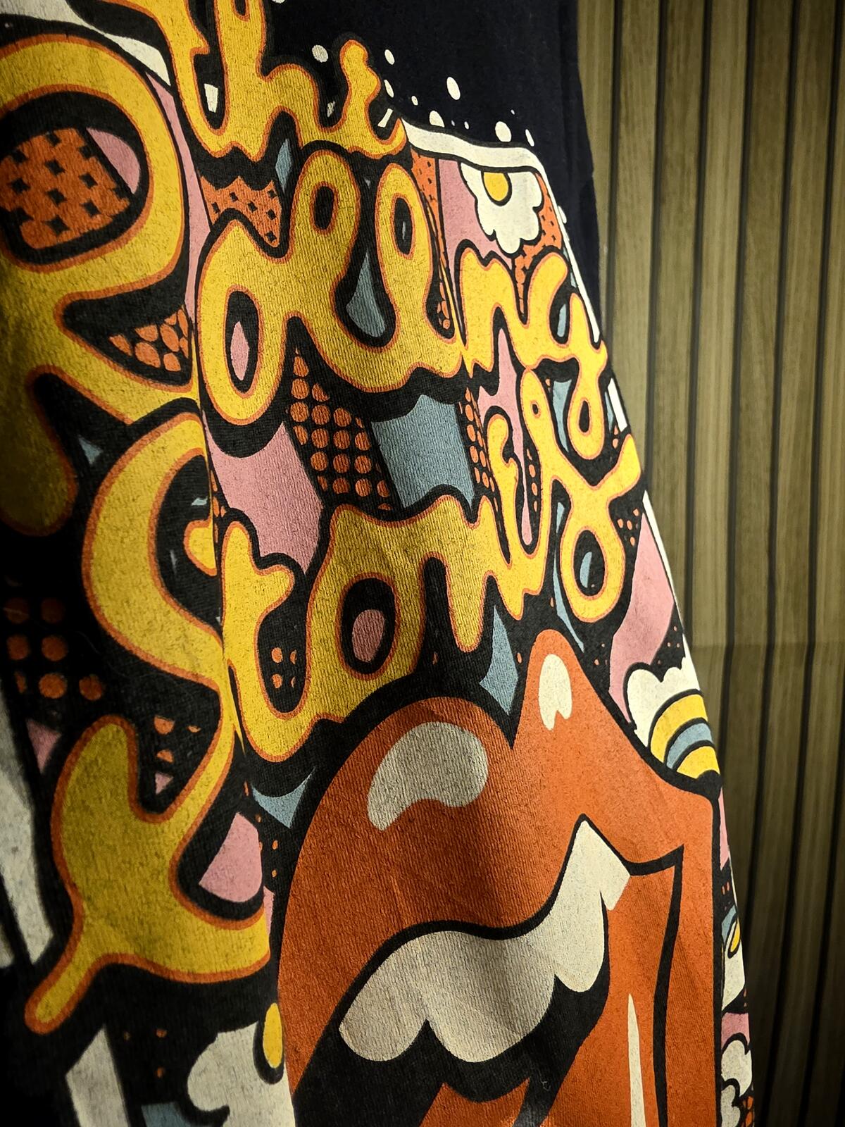 The Rolling Stones Graphic T-Shirt Black Orange Size Regular Large