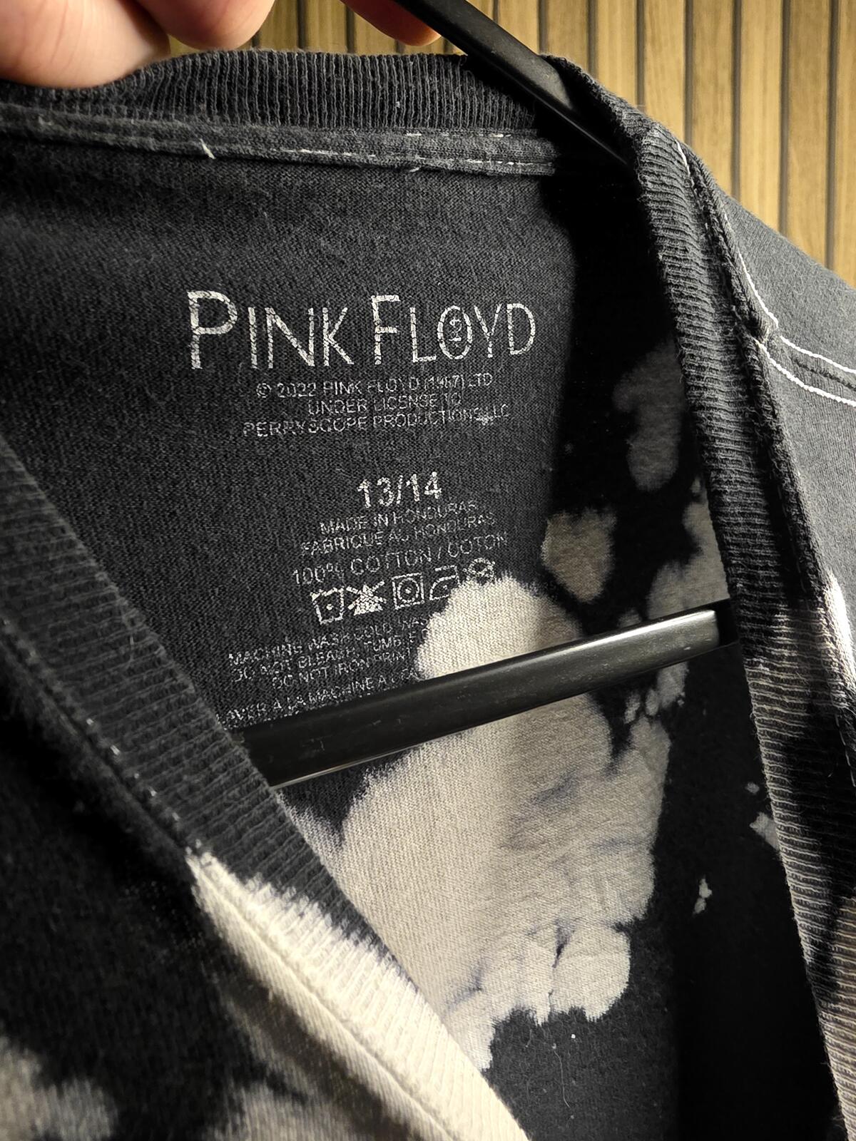 Pink Floyd The Dark Side of the Moon Tie-Dye T-Shirt Black White Size 13/14