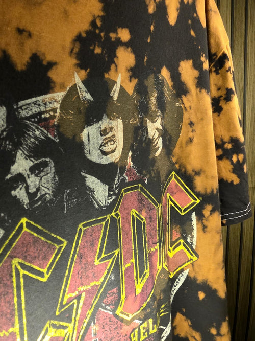 AC/DC Highway to Hell Tie-Dye Band T-Shirt Black Orange Medium