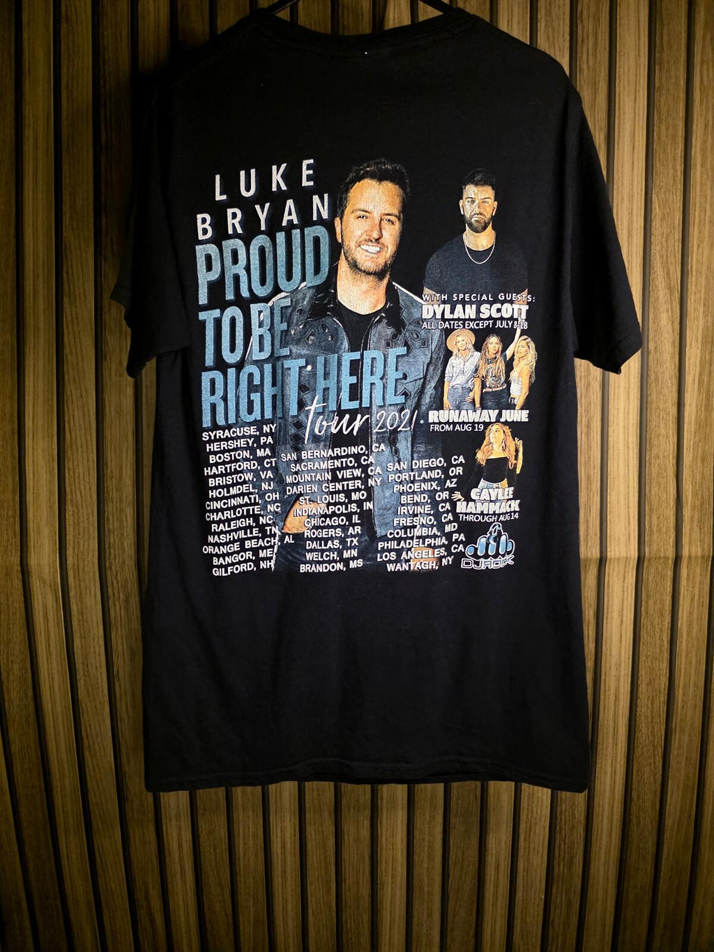 Luke Bryan Proud To Be Right Here Tour 2021 Black T-Shirt Medium