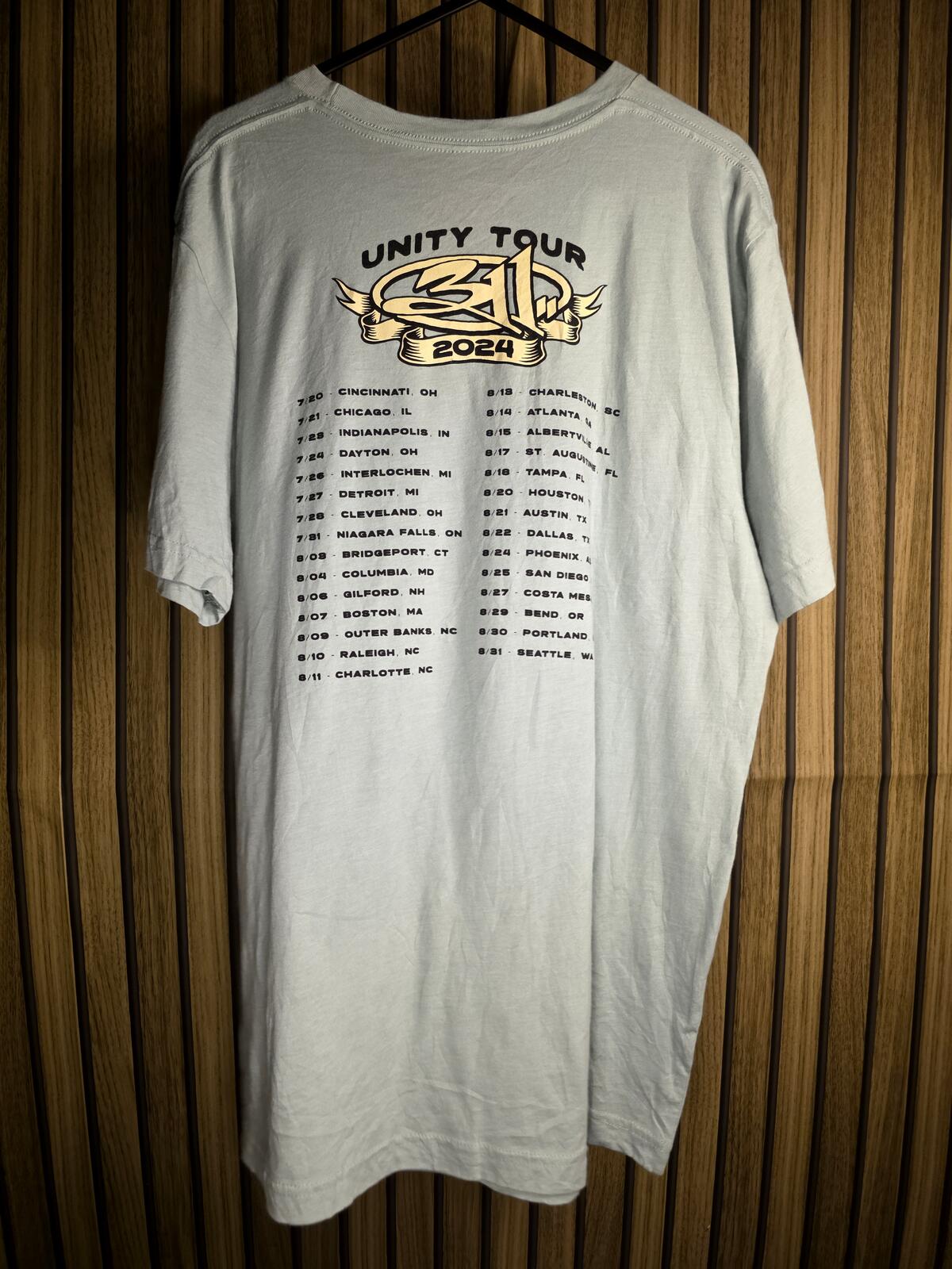 311 Unity Tour Graphic T-Shirt Skull Design Light Green Large