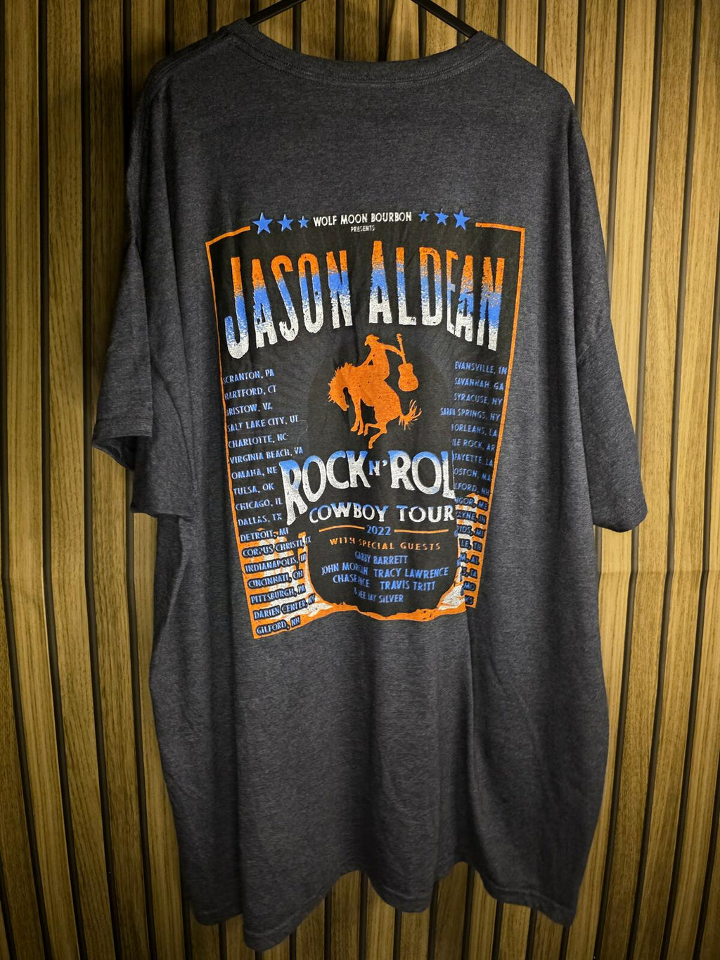Jason Aldean Rock N Roll Cowboy Tour 2022 Graphic T-Shirt Charcoal Grey XXXL