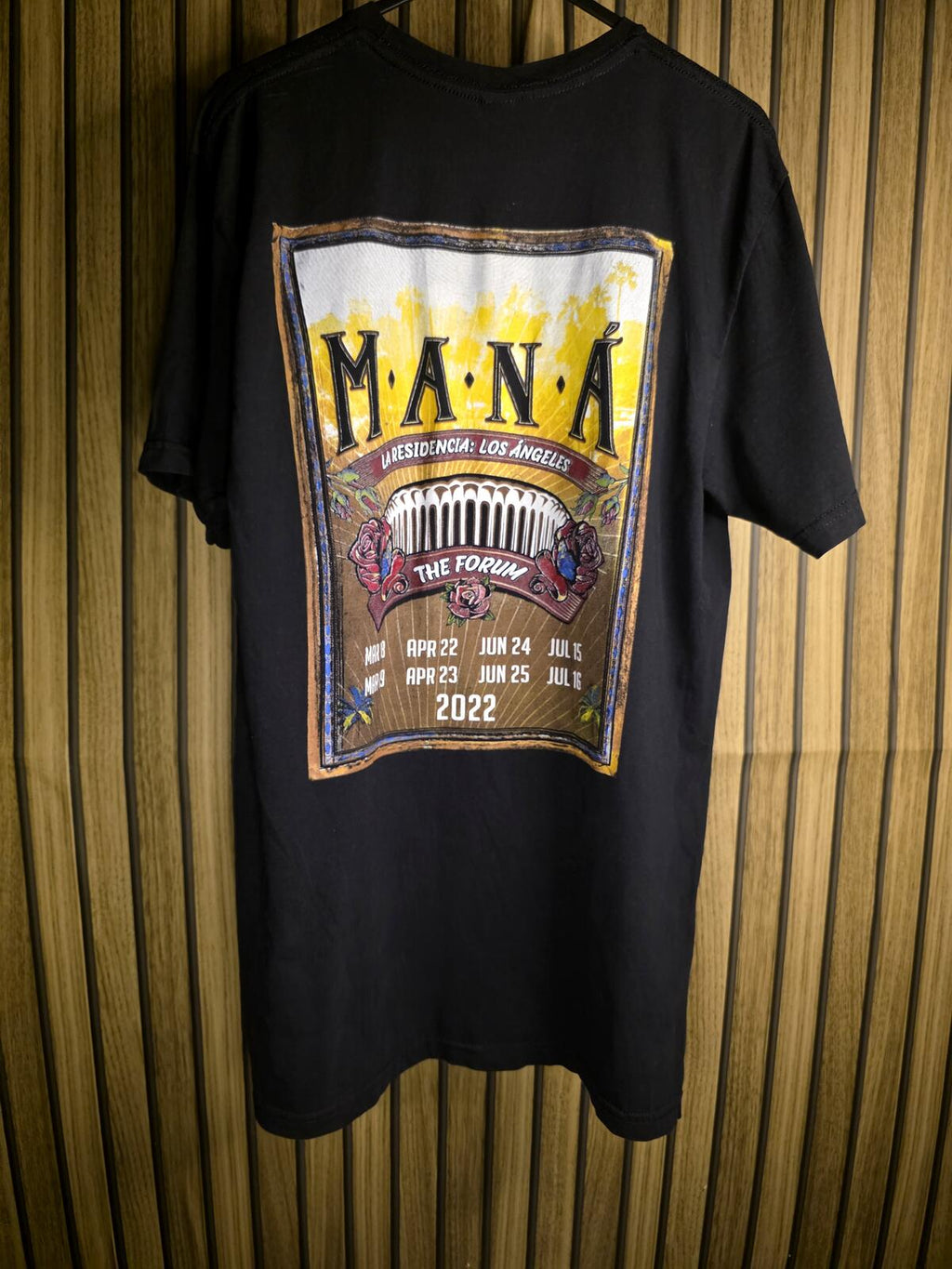 Maná The Forum 2022 Tour Graphic T-Shirt Black Medium