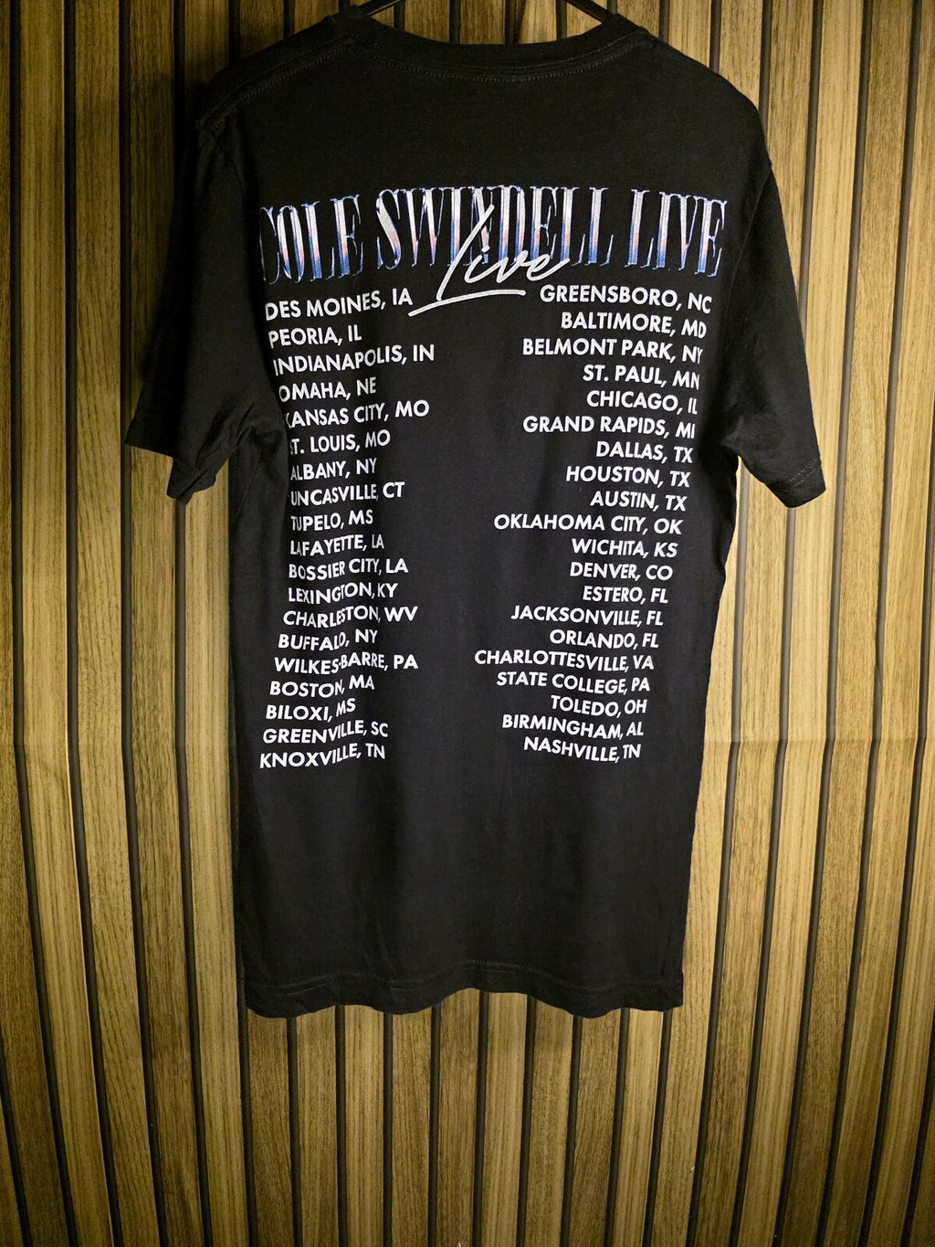 Cole Swindell Live Tour Black Graphic T-Shirt Size Small