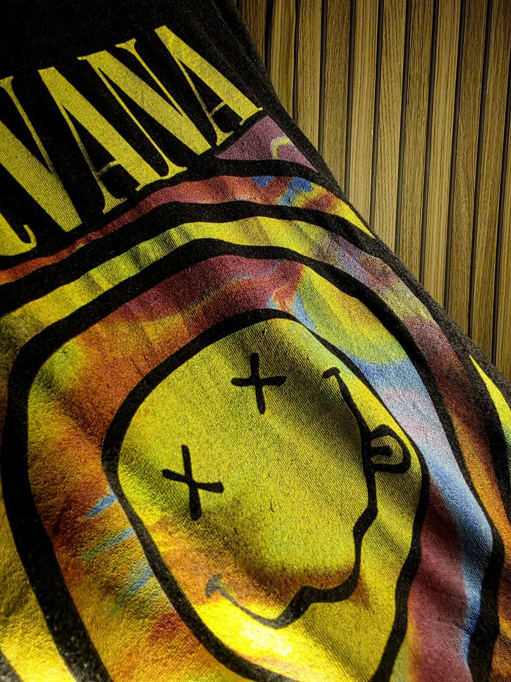 Nirvana Smiley Face Graphic T-Shirt Black Size M