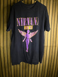 Nirvana Live '93 White Paint Splatter Black Graphic T-Shirt Medium