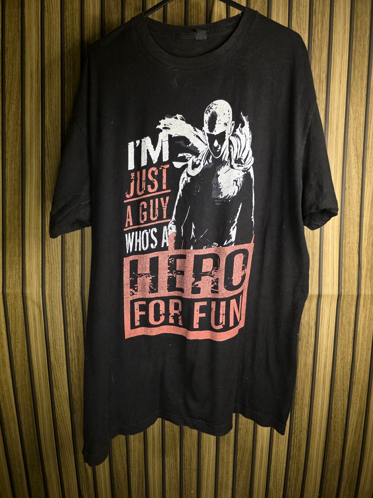 Graphic Black Men's T-shirt with Hero Print