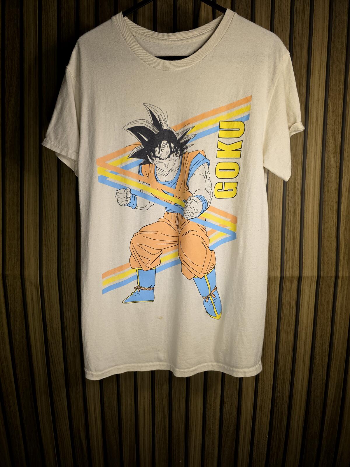Goku Graphic T-shirt Cream Colour Small