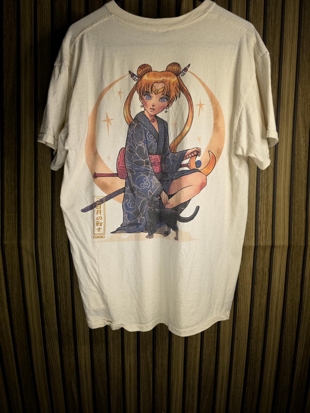 Graphic Print T-Shirt Beige Medium Casual Cotton
