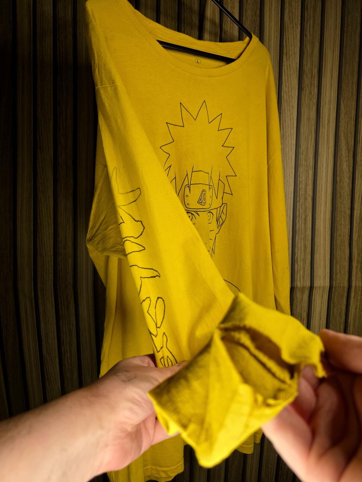 Yellow Naruto Graphic Long Sleeve T-shirt Size L