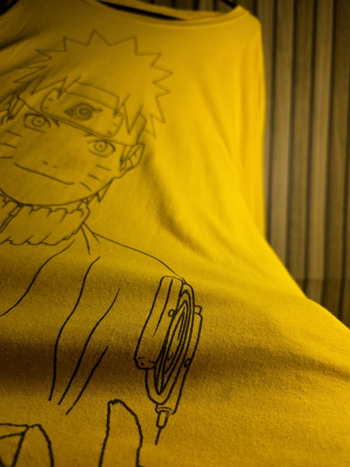 Yellow Naruto Graphic Long Sleeve T-shirt Size L