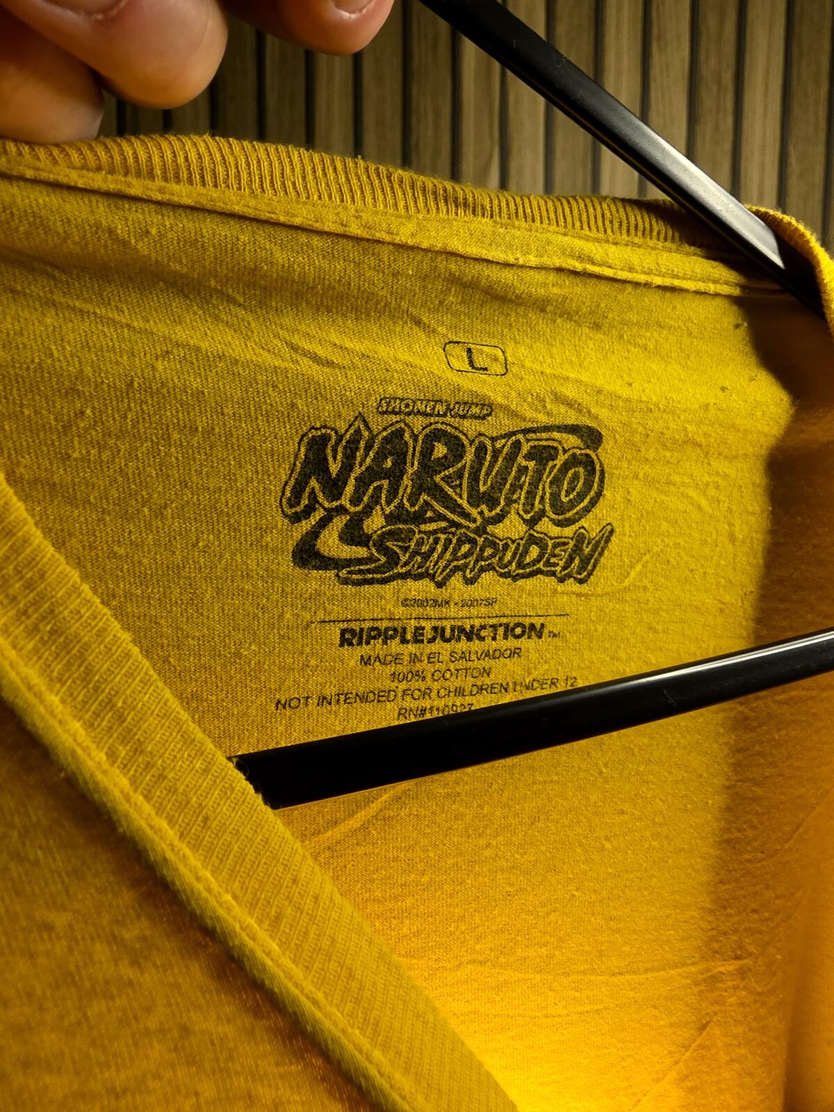Yellow Naruto Graphic Long Sleeve T-shirt Size L