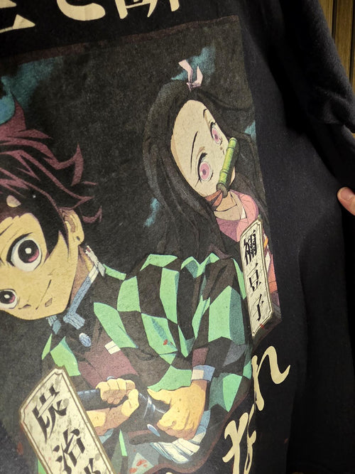 Anime Demon Slayer T-shirt Black Medium Graphic Print