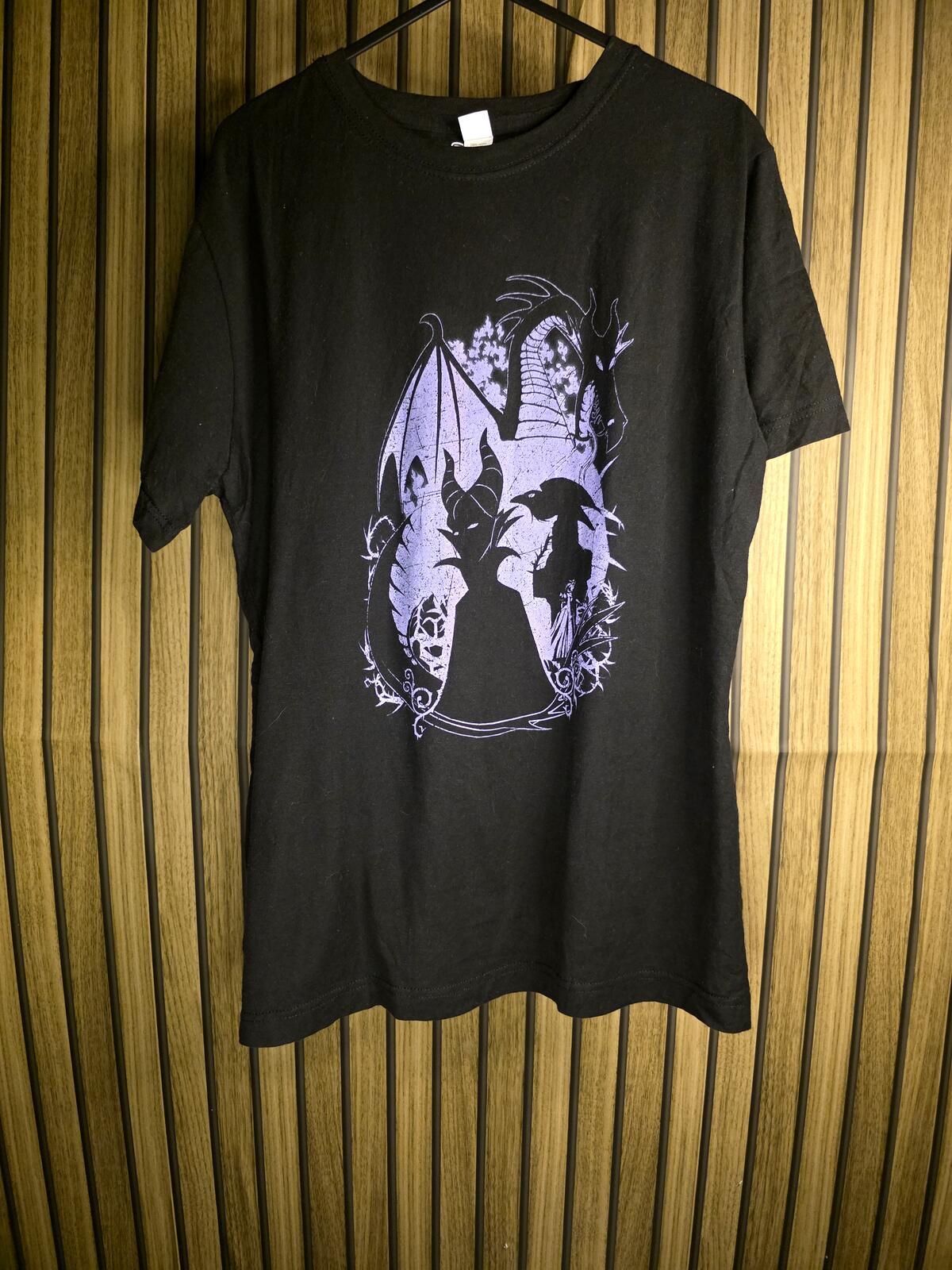 Disney Sleeping Beauty Maleficent Black Graphic Dragon T-Shirt Size Large