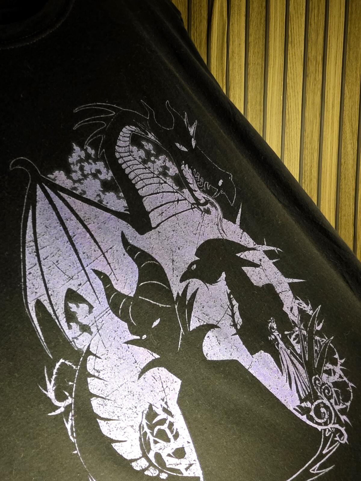 Disney Sleeping Beauty Maleficent Black Graphic Dragon T-Shirt Size Large