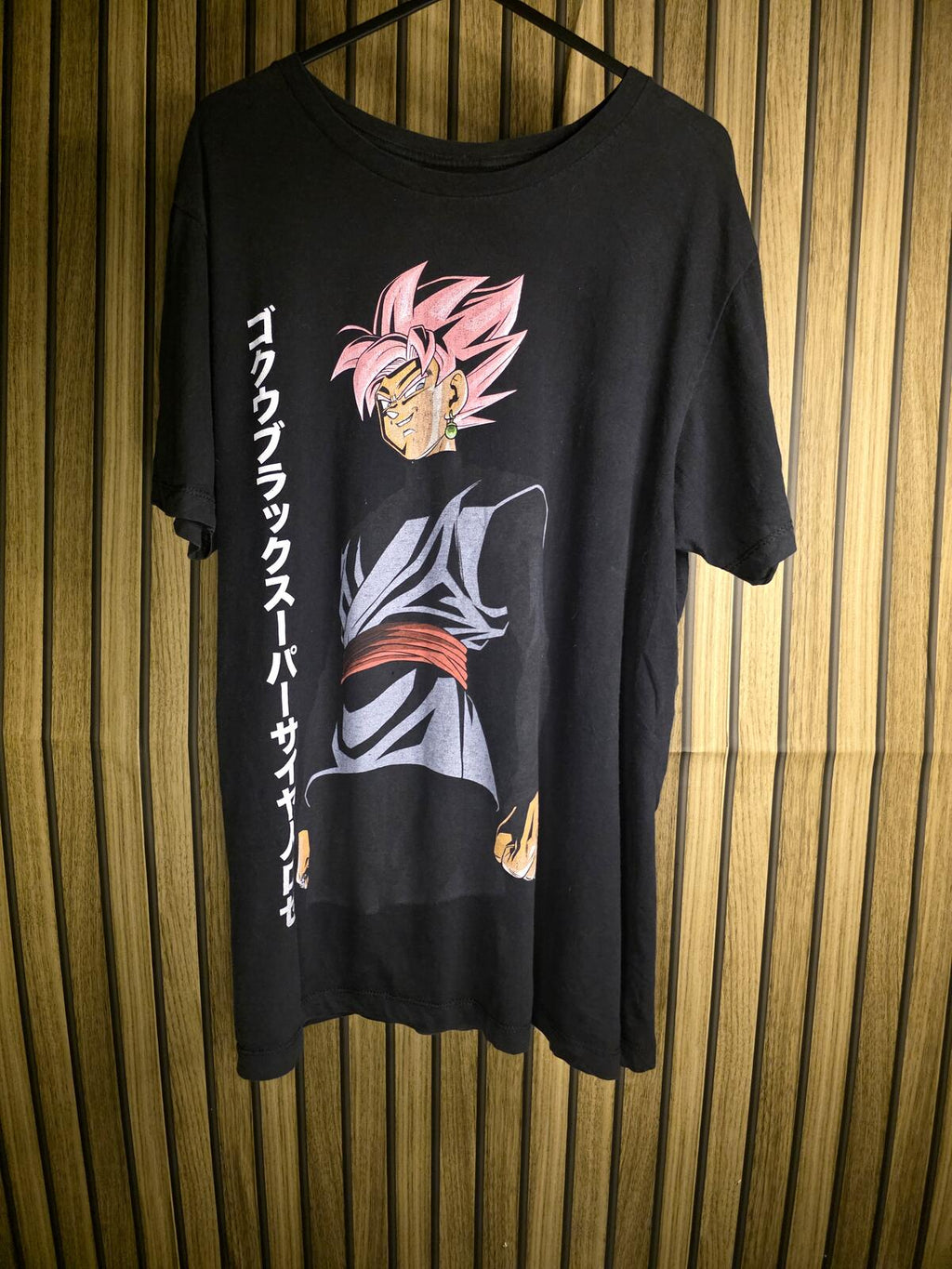 Dragon Ball Z Graphic Black T-Shirt with Pink Hair Character Print, Medium
