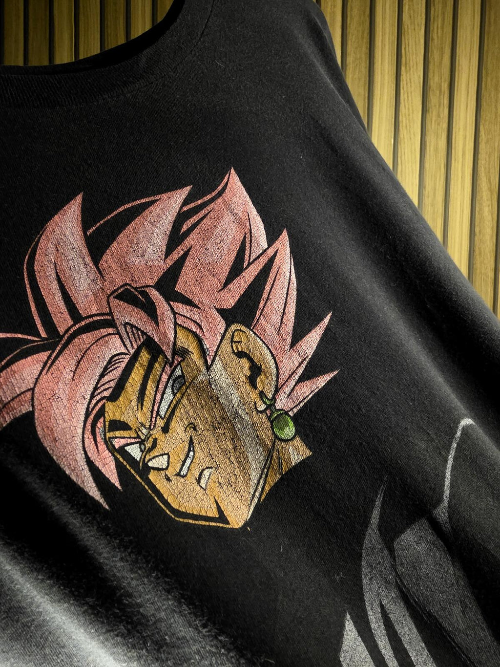 Dragon Ball Z Graphic Black T-Shirt with Pink Hair Character Print, Medium