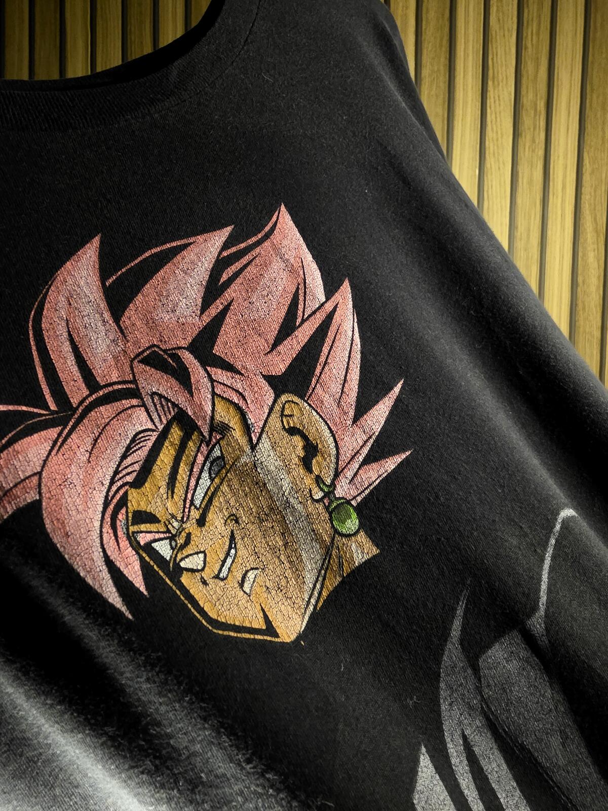 Dragon Ball Z Graphic Black T-Shirt with Pink Hair Character Print, Medium