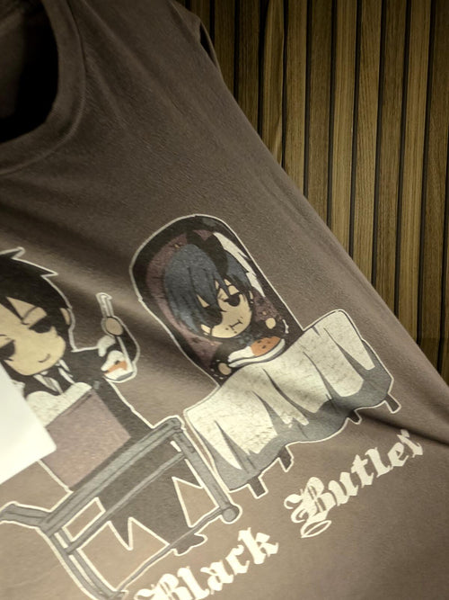 Black Butler Anime Graphic T-Shirt Brown Small