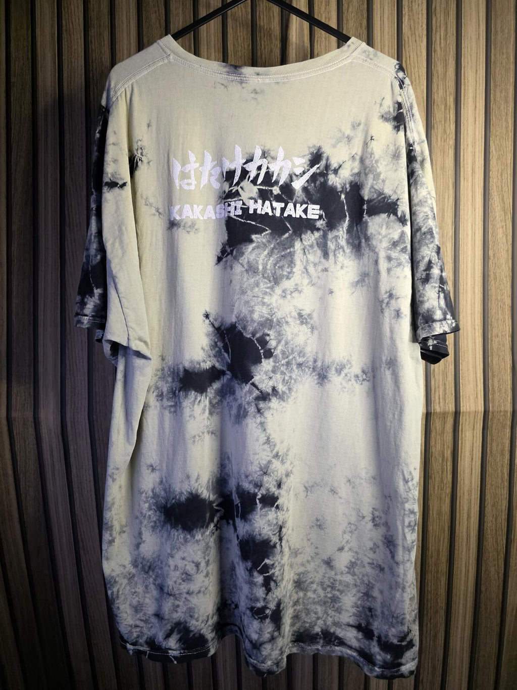 Anime Graphic Tie-Dye T-Shirt Black and White Size M