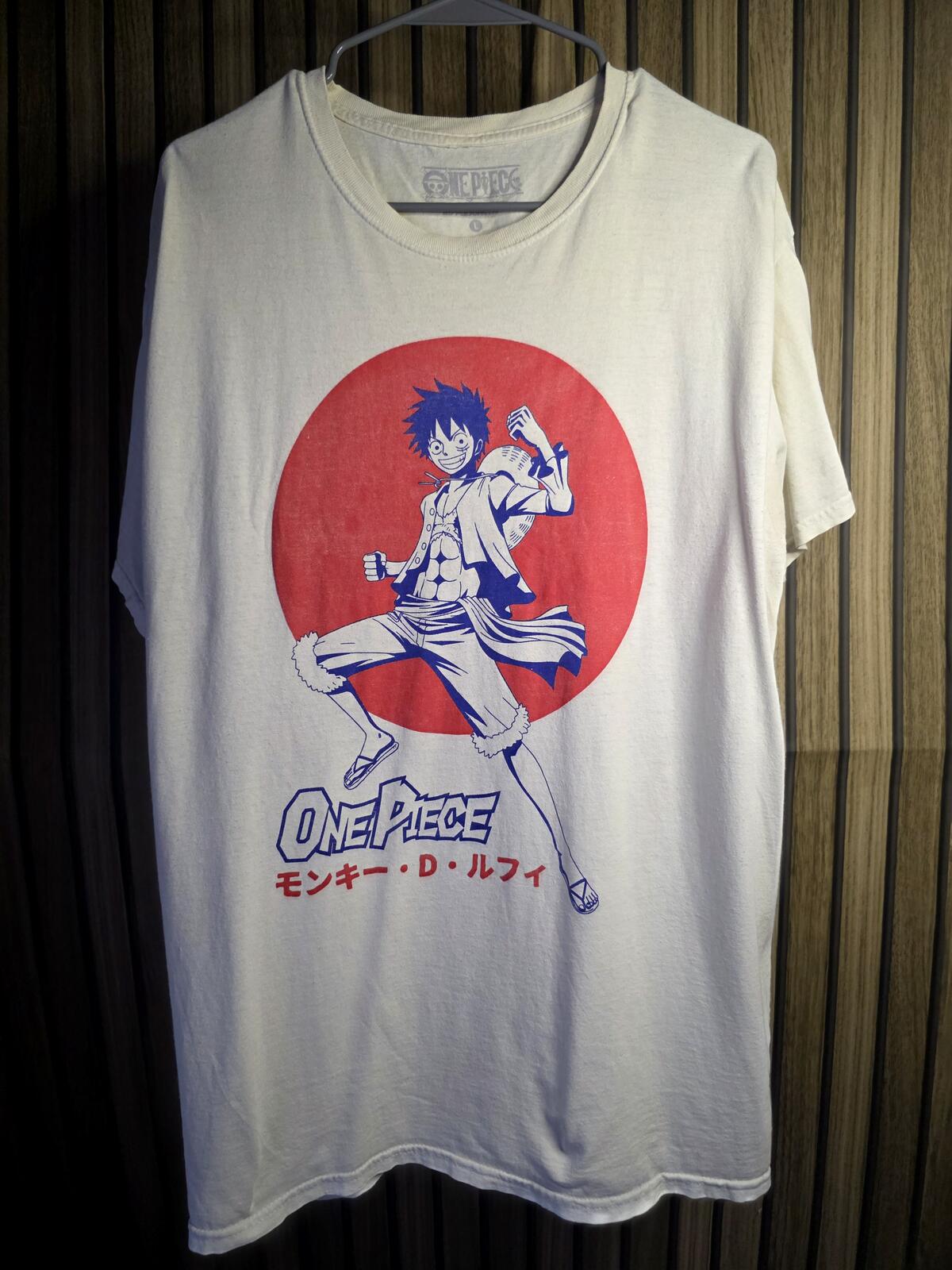 One Piece Monkey D. Luffy Graphic T-Shirt Cream Large