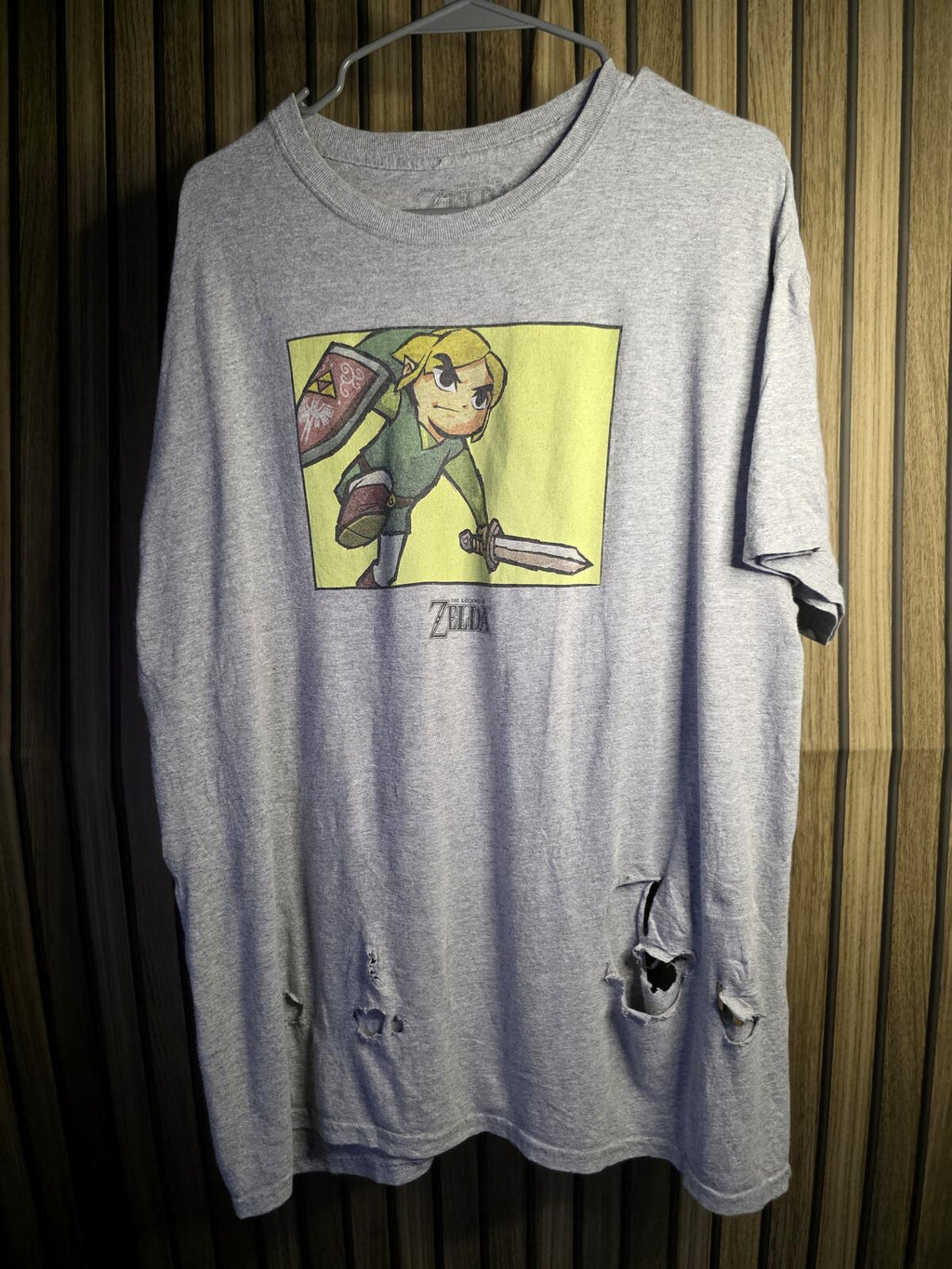 The Legend of Zelda Graphic Distressed Grey T-Shirt Size XL