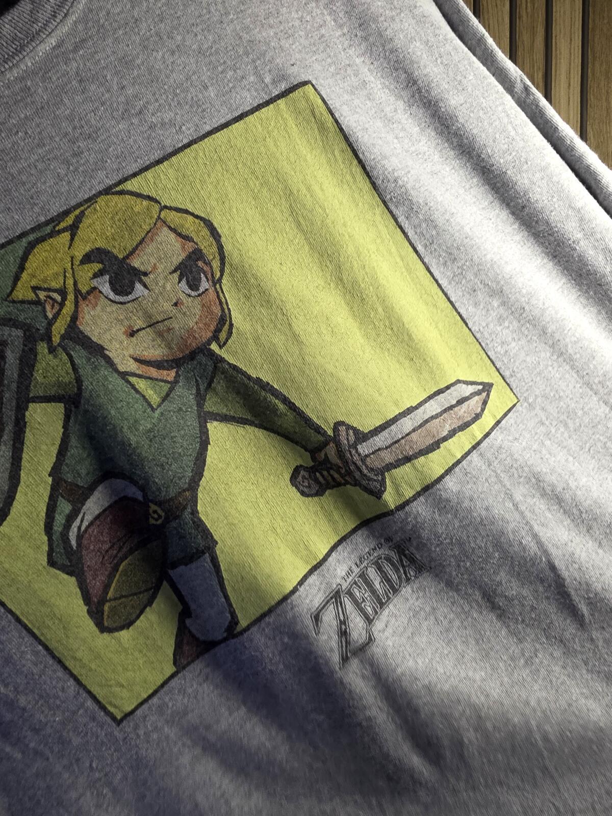 The Legend of Zelda Graphic Distressed Grey T-Shirt Size XL