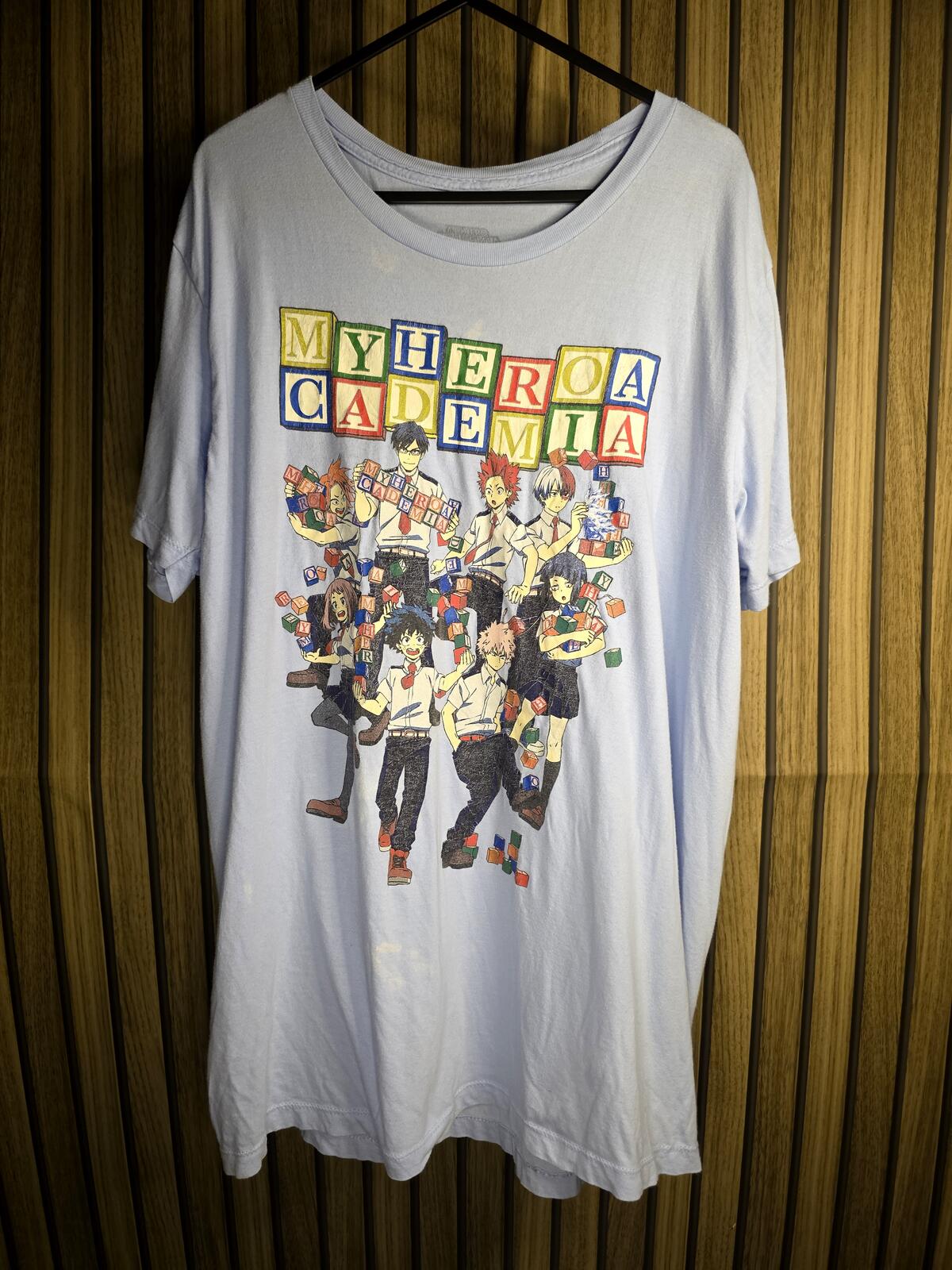 My Hero Academia Graphic T-shirt Anime Characters Light Blue Regular Large