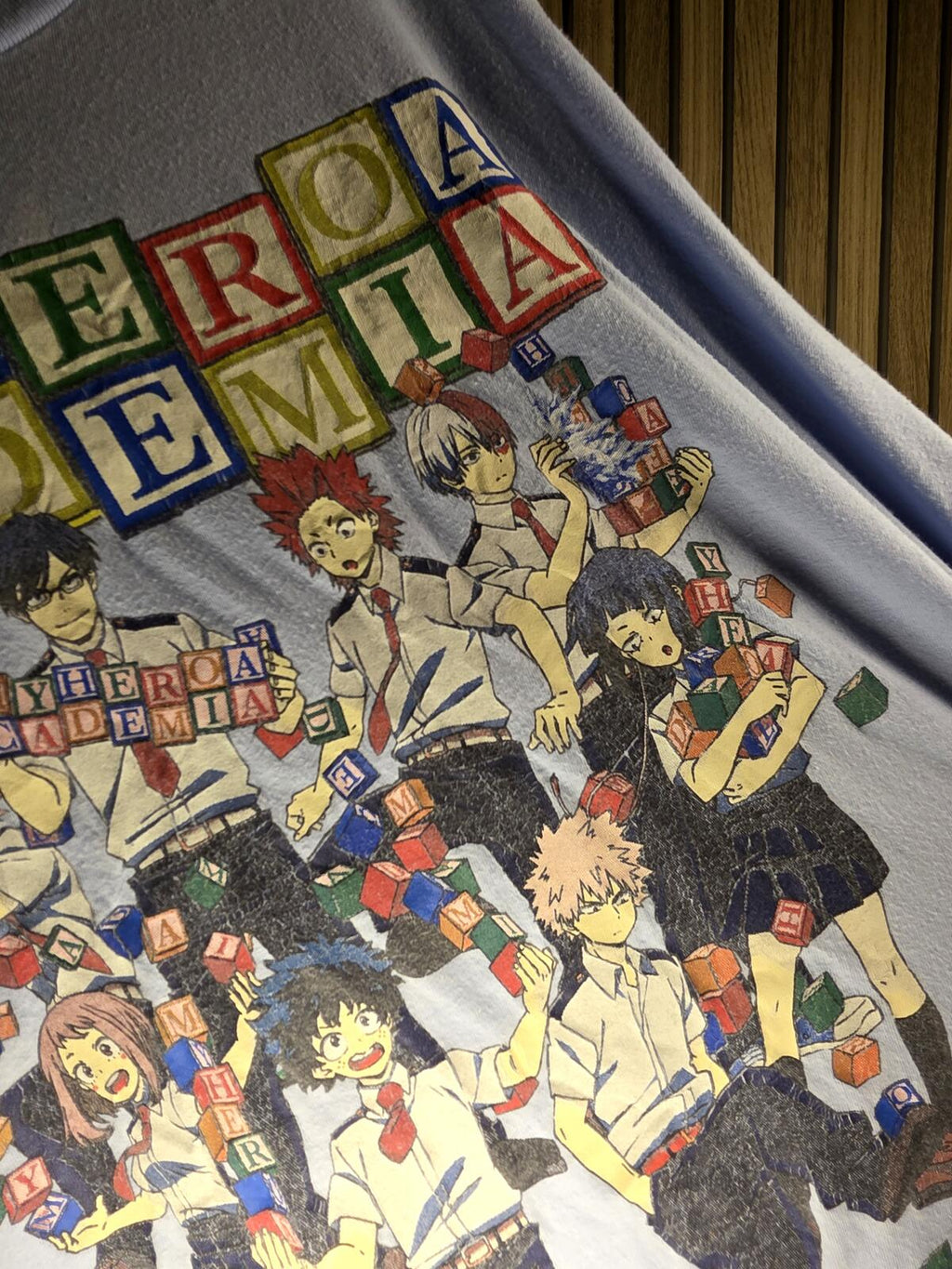 My Hero Academia Graphic T-shirt Anime Characters Light Blue Regular Large