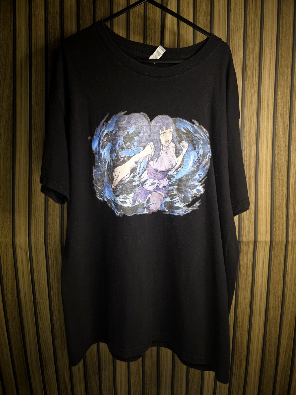 Naruto Shippuden Hinata Hyuga Unstyle Black Anime Graphic T-shirt Size L