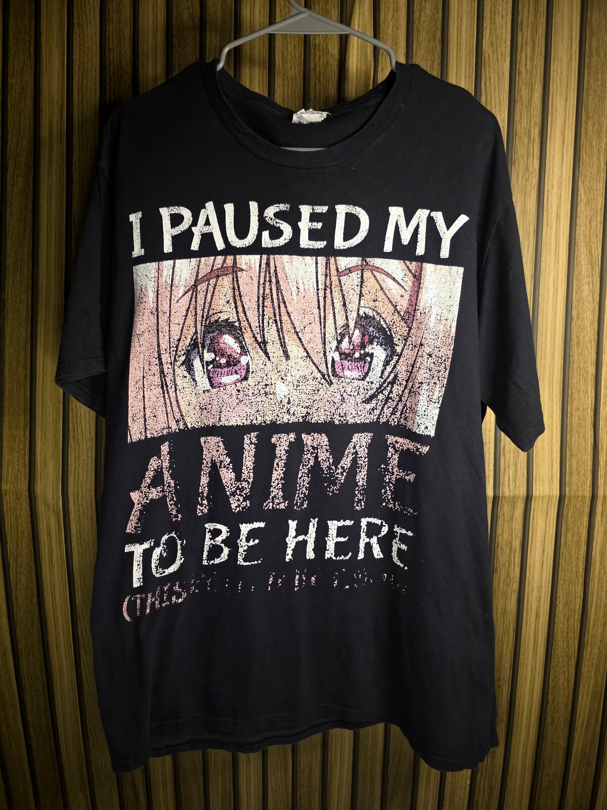 PC Black Anime Graphic T-Shirt Size L