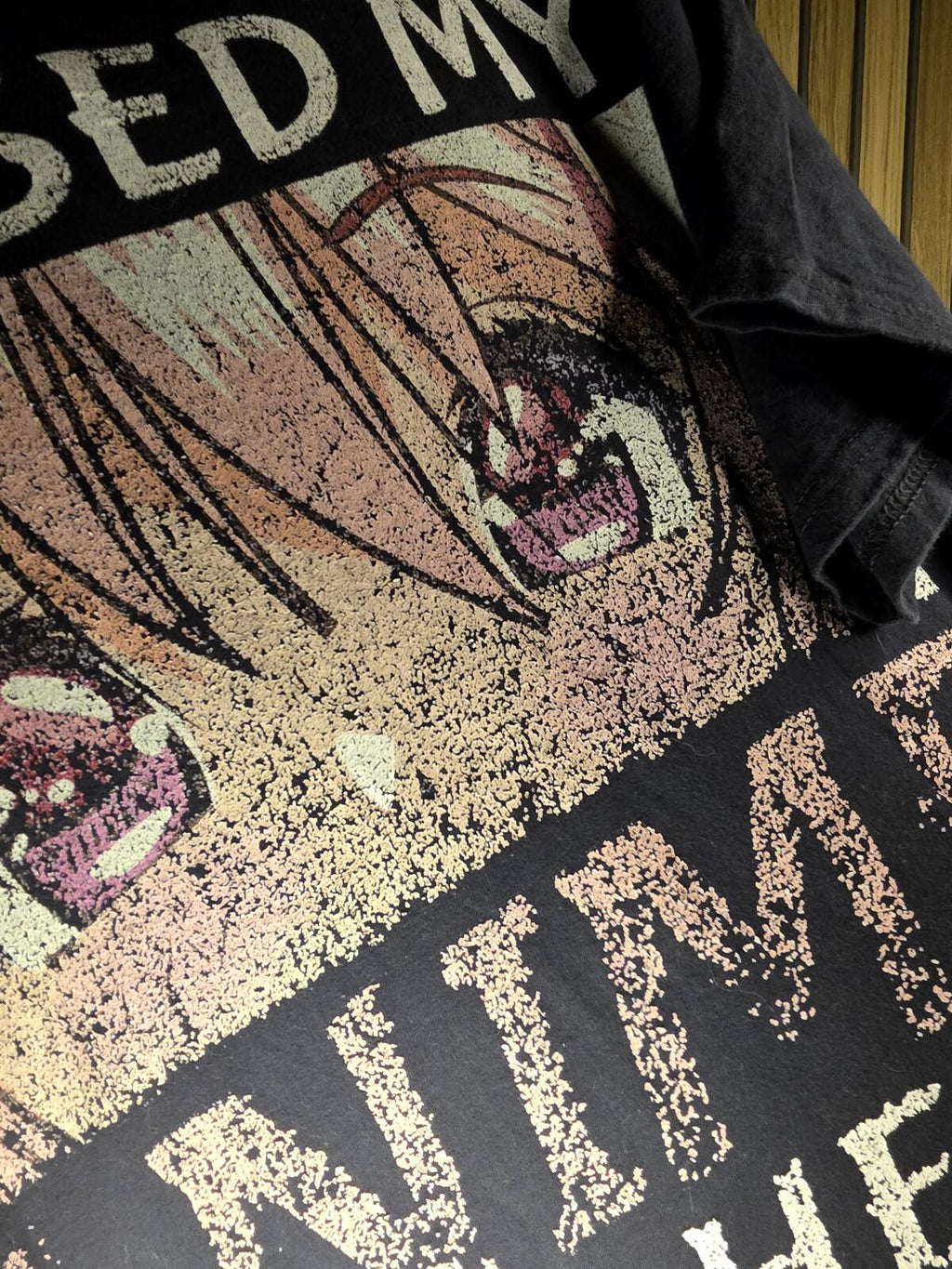 PC Black Anime Graphic T-Shirt Size L