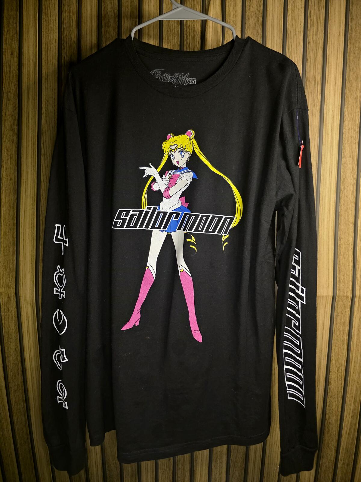 Sailor Moon Long Sleeve T-Shirt Black Size M Anime Graphic