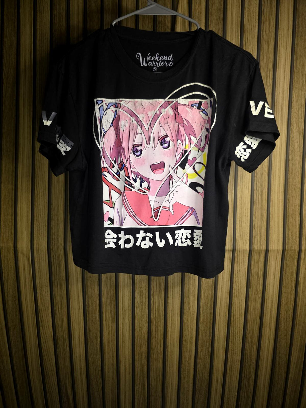 Weekend Warrior Anime Graphic T-Shirt Black Size Small