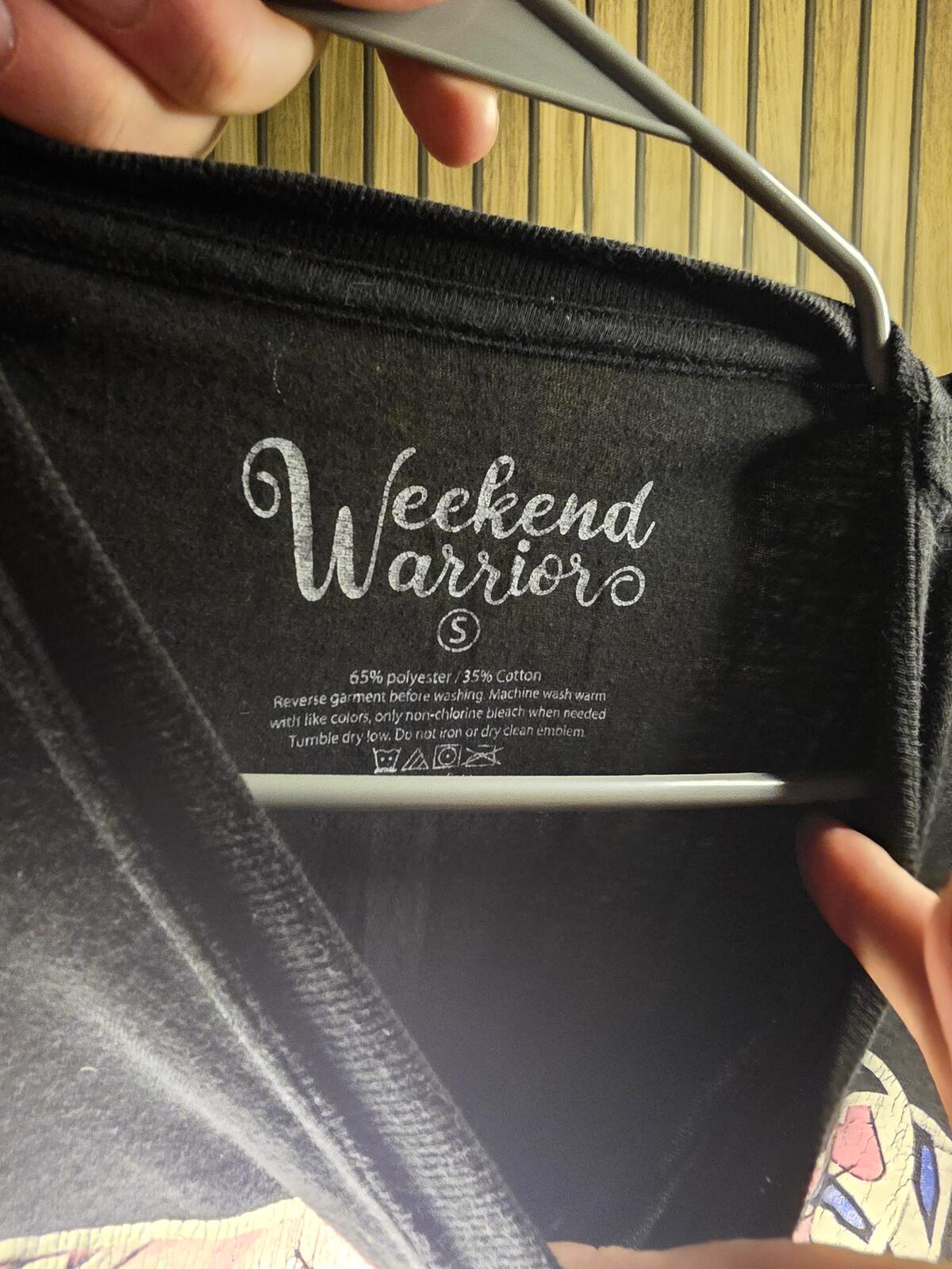 Weekend Warrior Anime Graphic T-Shirt Black Size Small