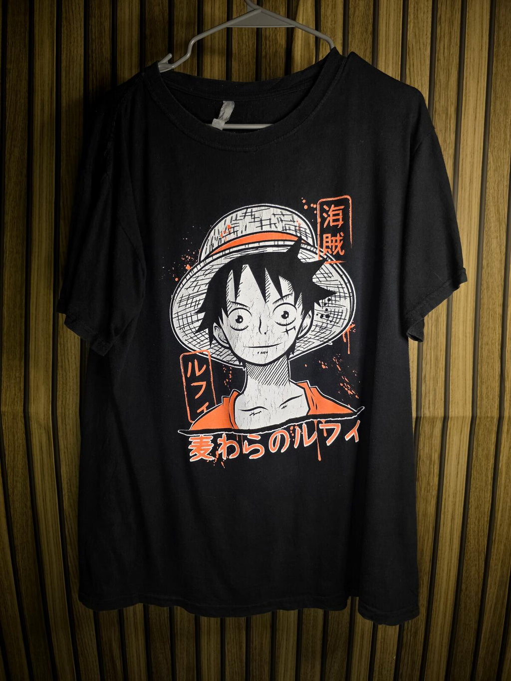 Anime One Piece Luffy Graphic T-shirt Black XL