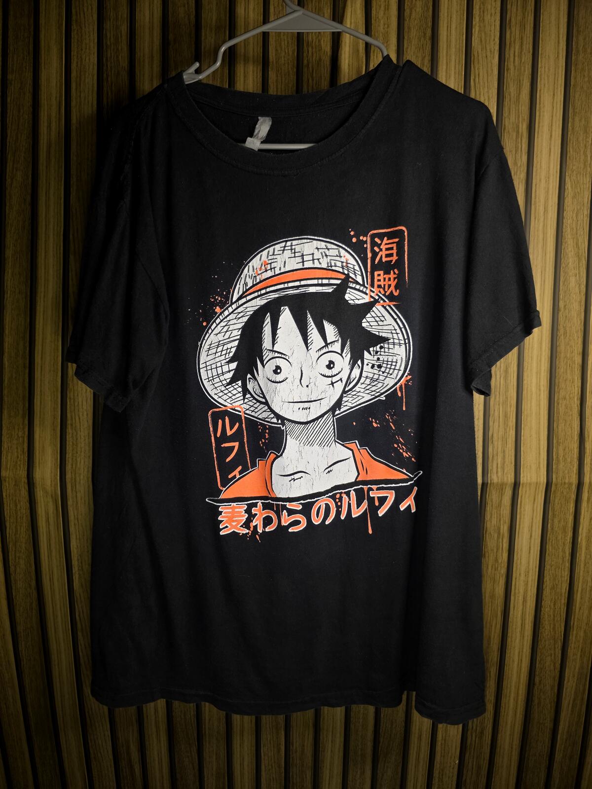Anime One Piece Luffy Graphic T-shirt Black XL