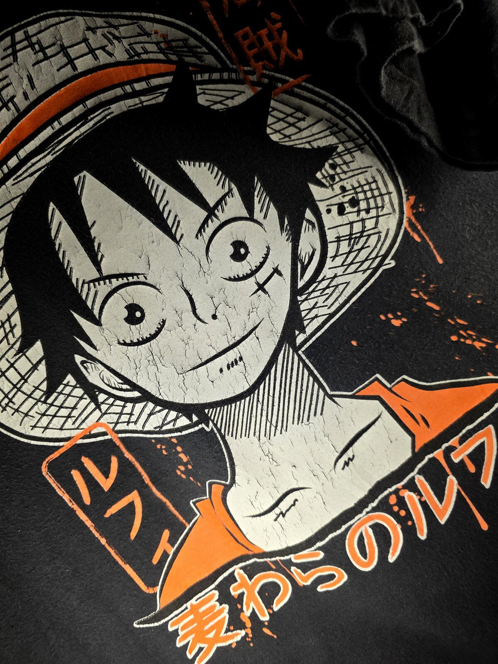 Anime One Piece Luffy Graphic T-shirt Black XL