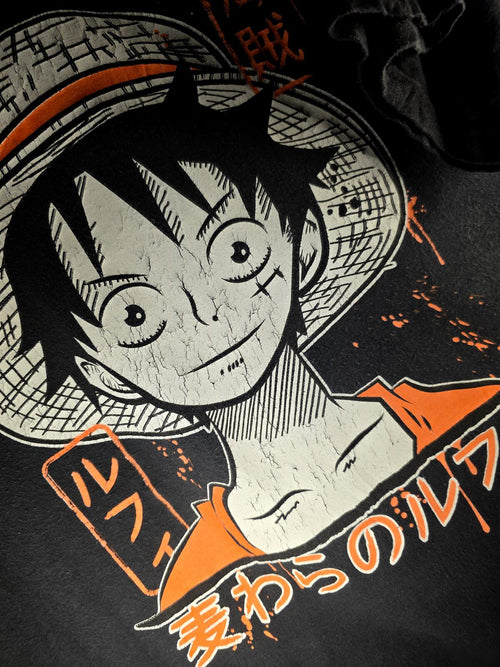 Anime One Piece Luffy Graphic T-shirt Black XL